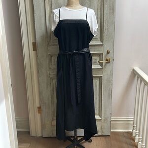 DKNY spaghetti strap black dress with white t shirt set